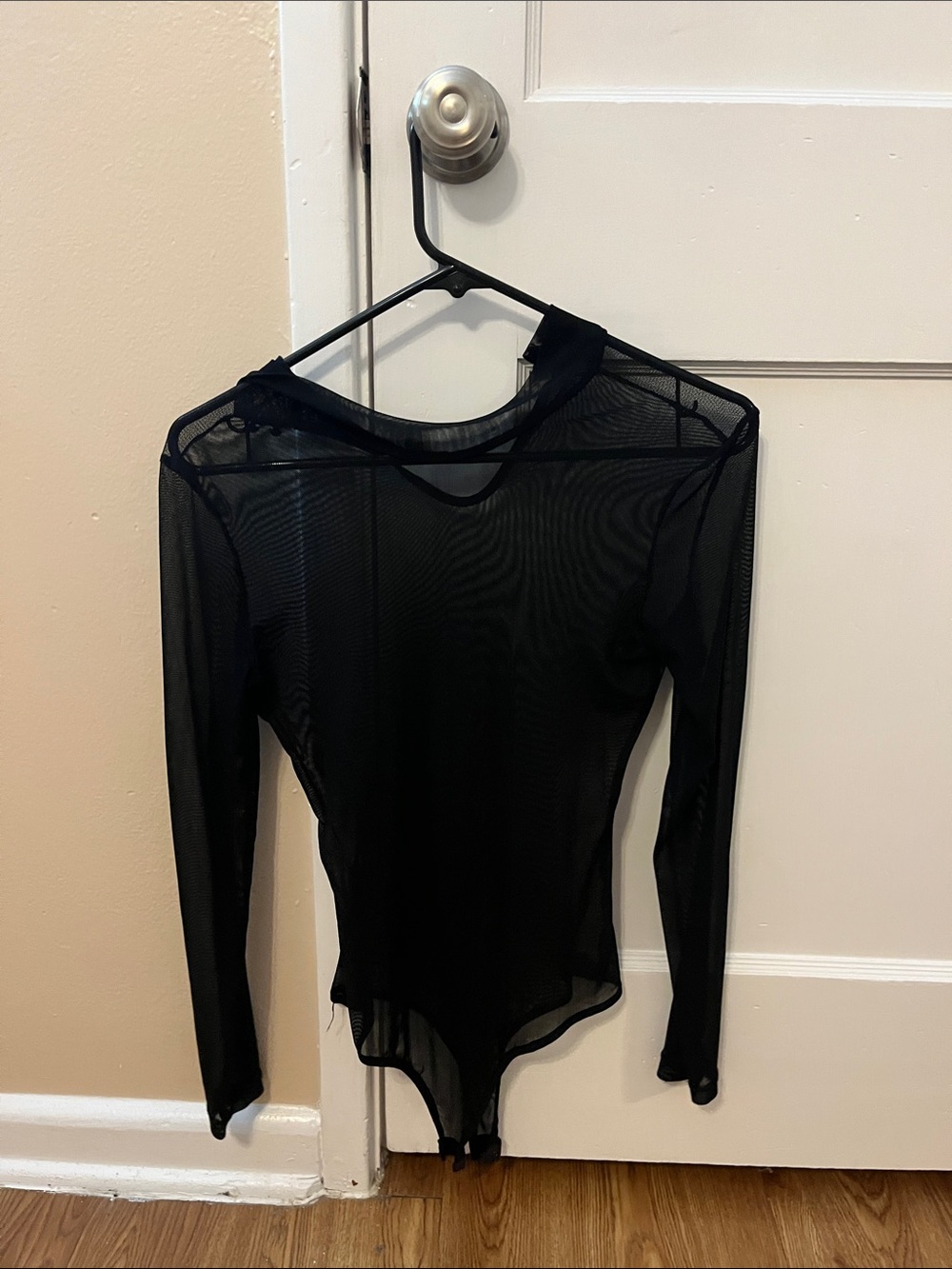Black Sheer Long-Sleeve Bodysuit